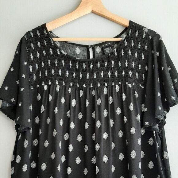 TORRID Border Print Smocked Challis Blouse Boho Sz 2X | 2 - Picture 4 of 11